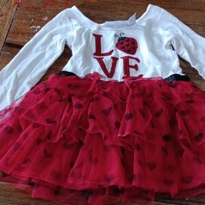 The Children's Place Red and White Love Bug Dress